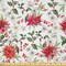Ambesonne Watercolor Fabric by The Yard, Fresh Poinsettia Flowers and Rowan Berry Branches Christmas Garden, Decorative Satin Fabric for Home Textiles and Crafts, 3 Yards, Vermilion Magenta